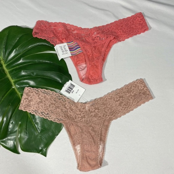 NWT $44 2pc Hanky Panky [ O/S ] Lace Low Rise‎ Thong in Desert Rose & Coral - Picture 3 of 13